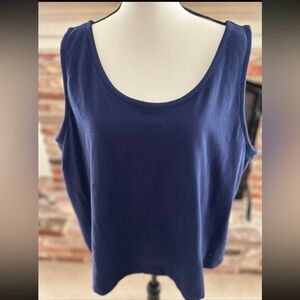 Carole Hochman Blue Tank with Built in Support 97% Cotton- Size 3X BNWOT